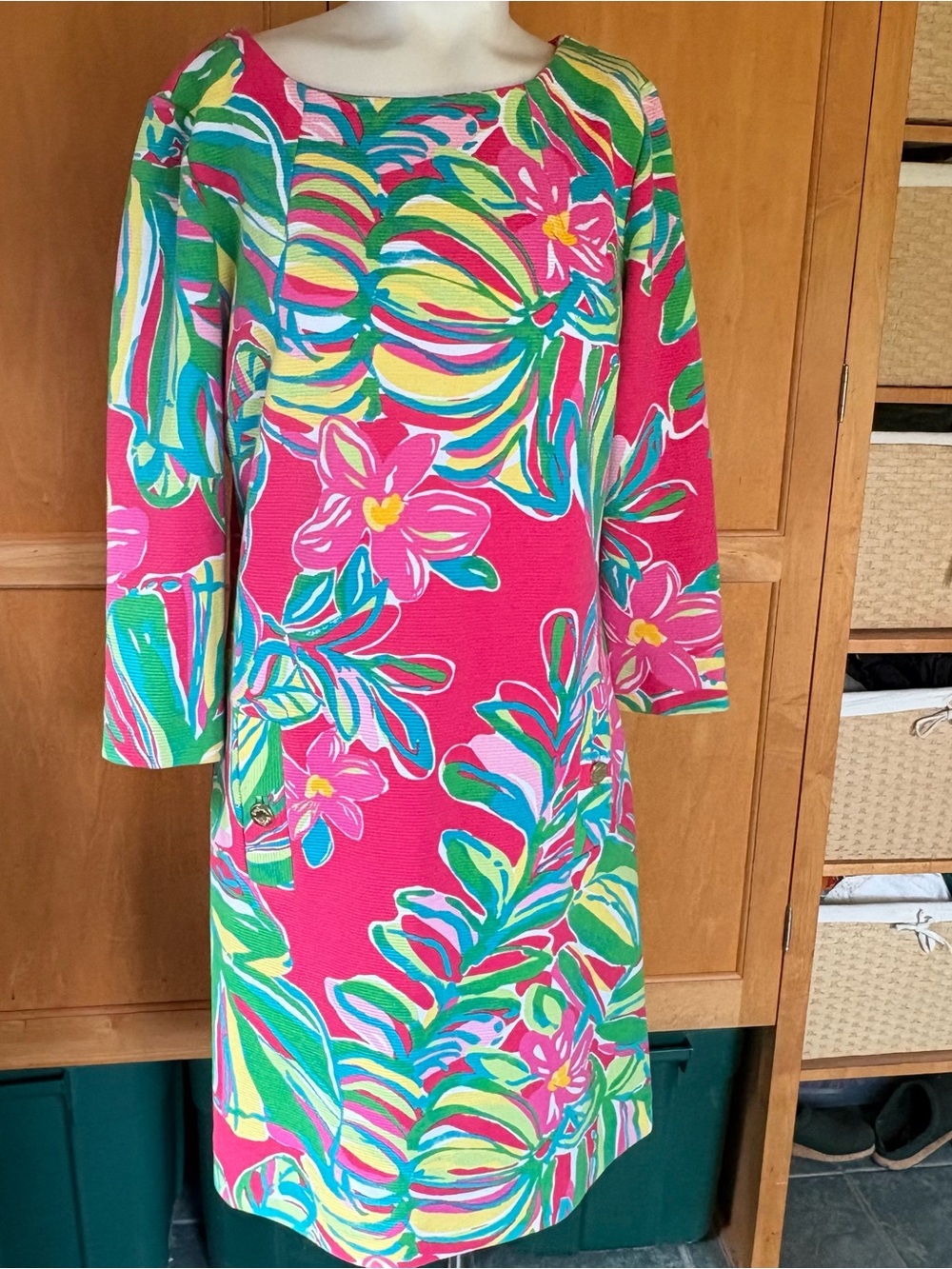 Lilly Pulitzer Hot Pink Tropical Floral Shift Dress